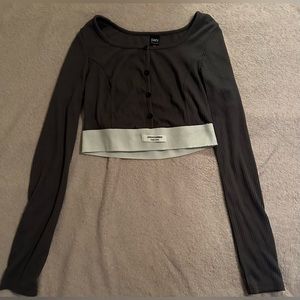 Dazy Cropped Rib Knit Long sleeve shirt